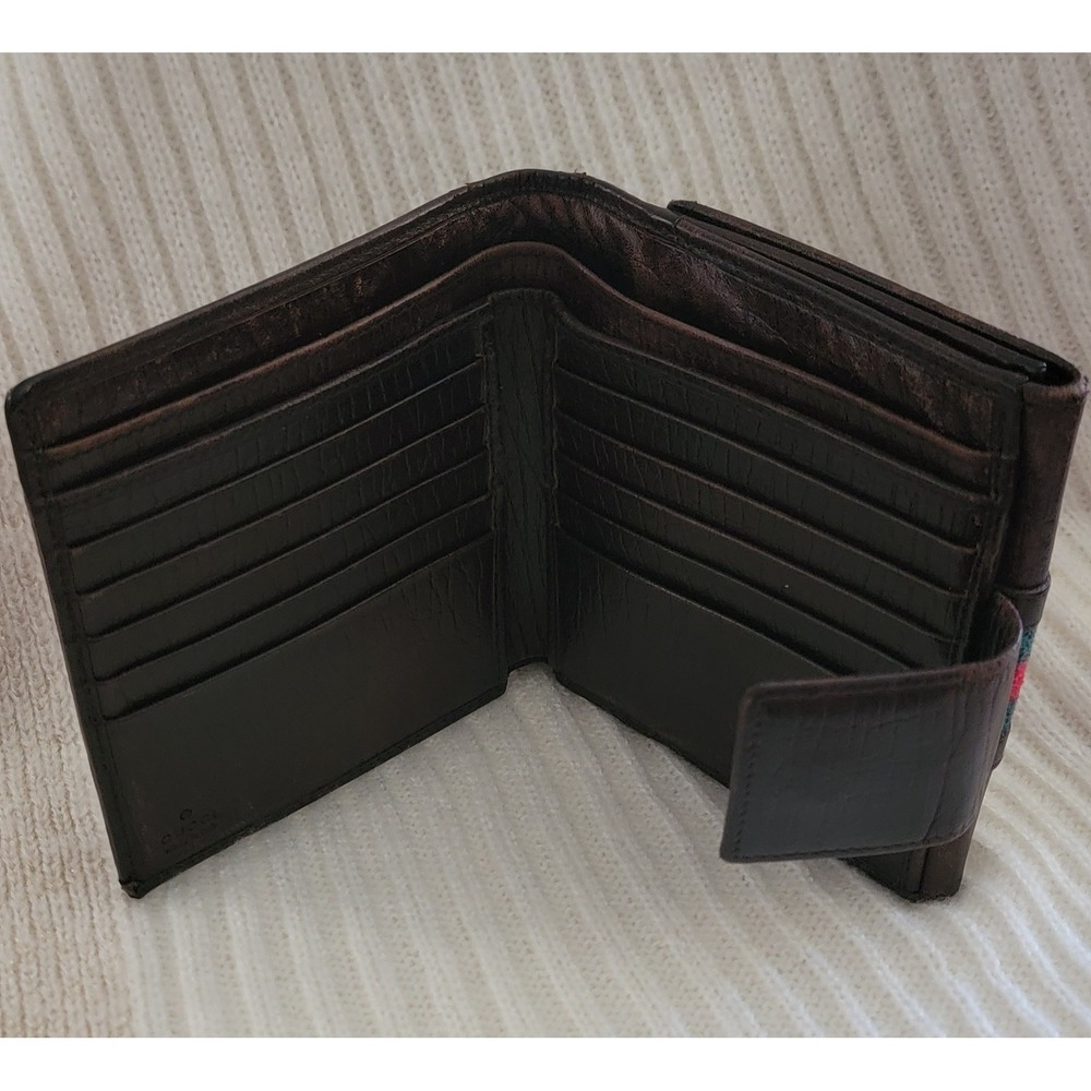 Gucci Vintage GG Supreme Sherry Line Web Bifold Wallet Brown Leather G Buckle - Picture 10 of 10